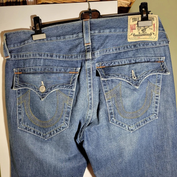 vintage True Religion flap pocket  straight leg jeans mens size 36 90s y2k - Picture 5 of 12